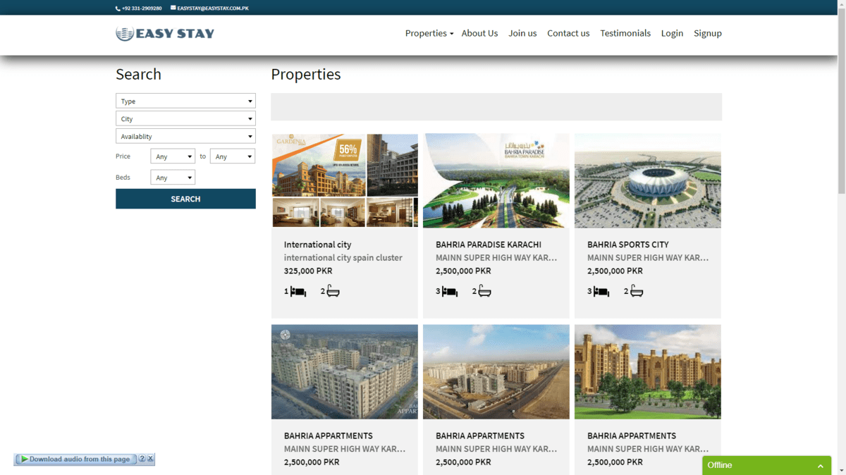 Easy Stay Real Estate Property Platform screenshot