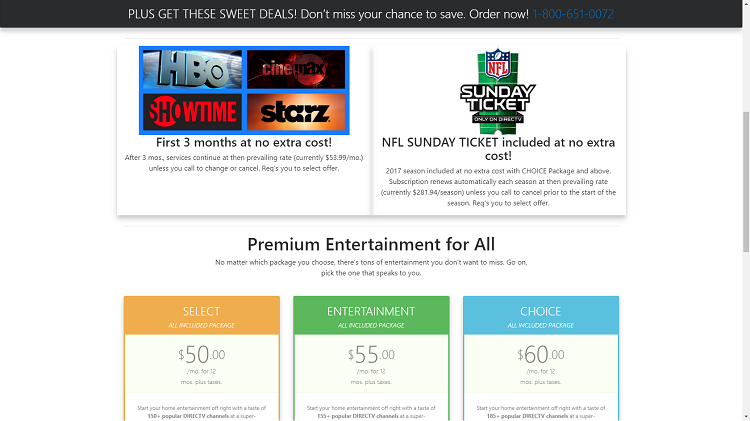 TV & Entertainment Subscription Website screenshot